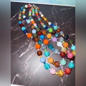 Plunder Multicolor Chunky Bead Necklace — Bright Orange, Blue, Green & More